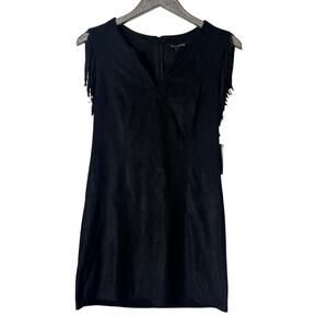 Express Black Faux Suede Fringe Shoulder Dress